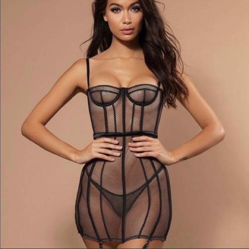 Meshki Yazmin Mesh Satin Corset Dress
